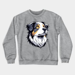 Stunning and Cool Australian Shepherd Monochrome and Gold Portrait for Father's Day Crewneck Sweatshirt